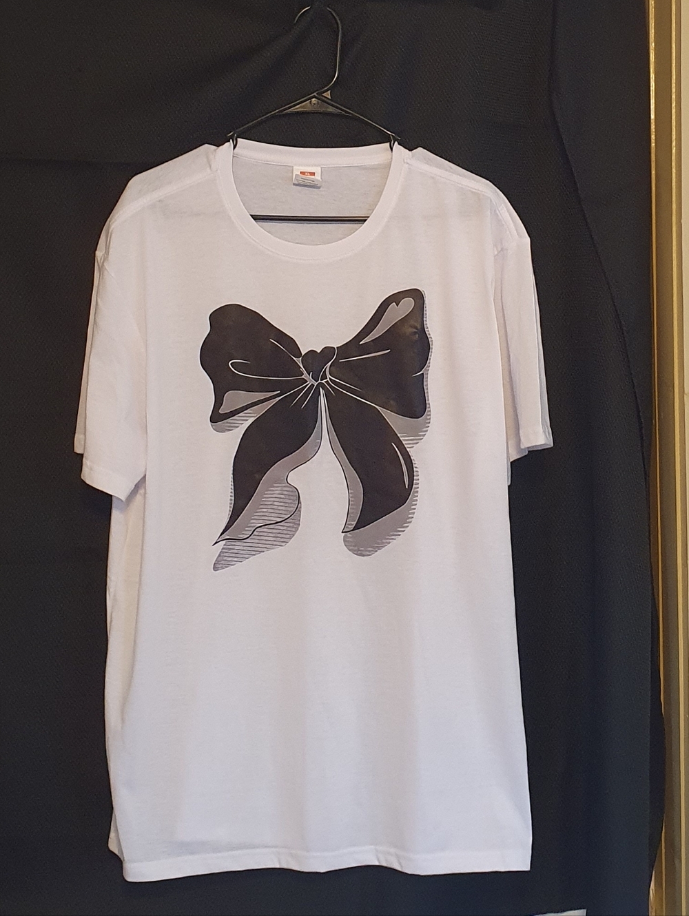 Source Unknown White Tee with Black Bow Graphic